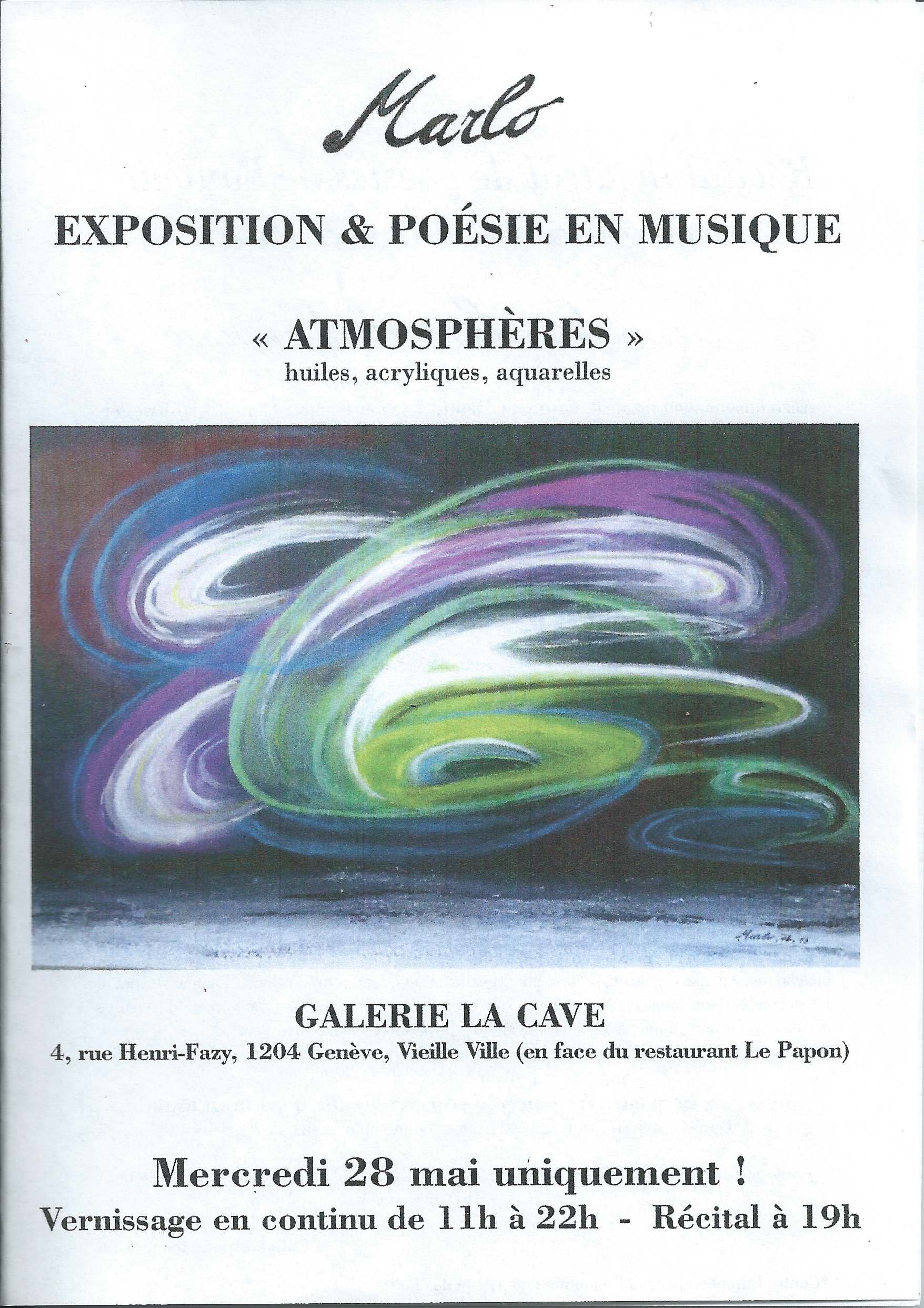 Exposition-Récital La CAVE. 20.03.2014