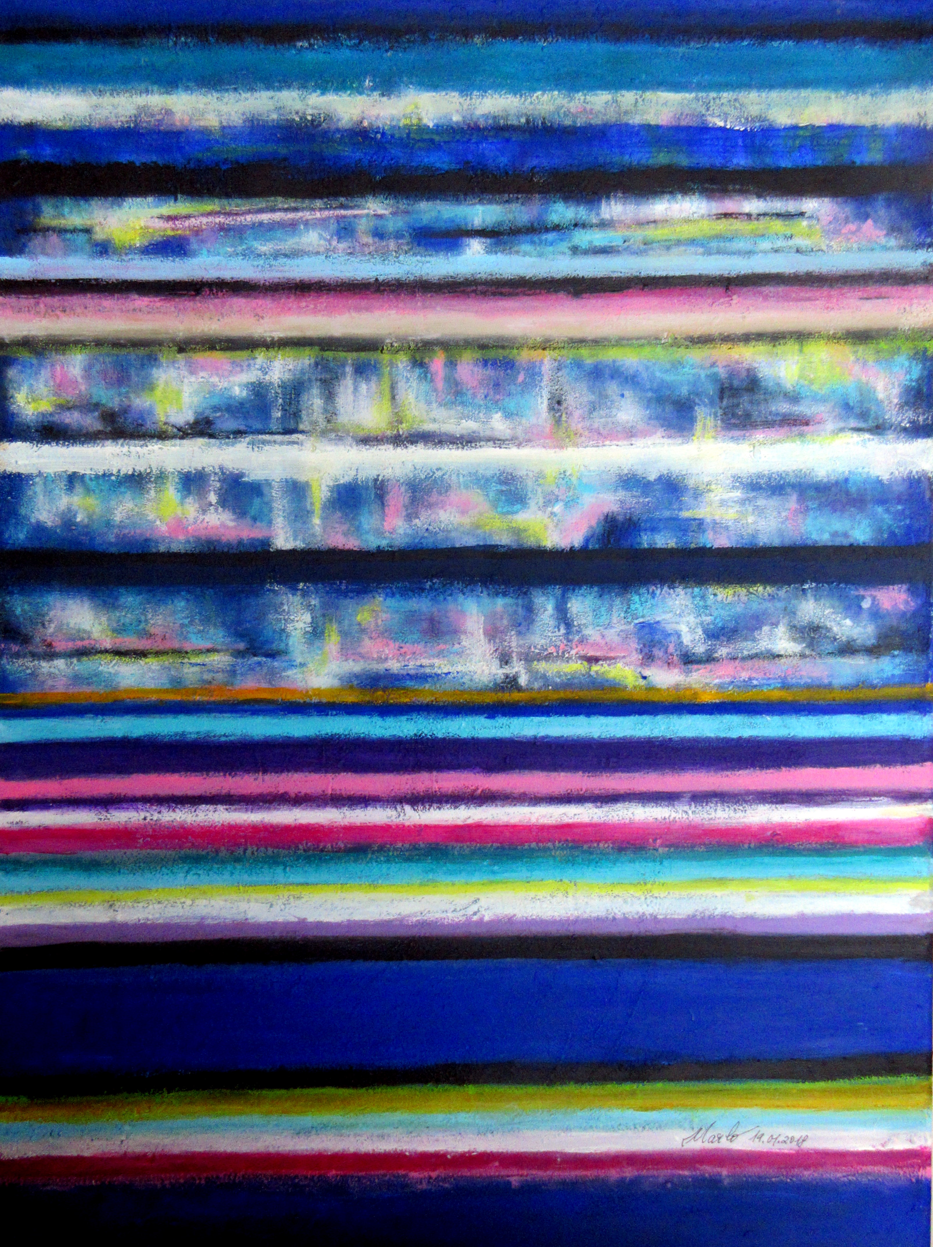 Pure lines and colours. Acrylic on canvas, 80 cm H x 60 cm W, 19.01.2018 VENDU