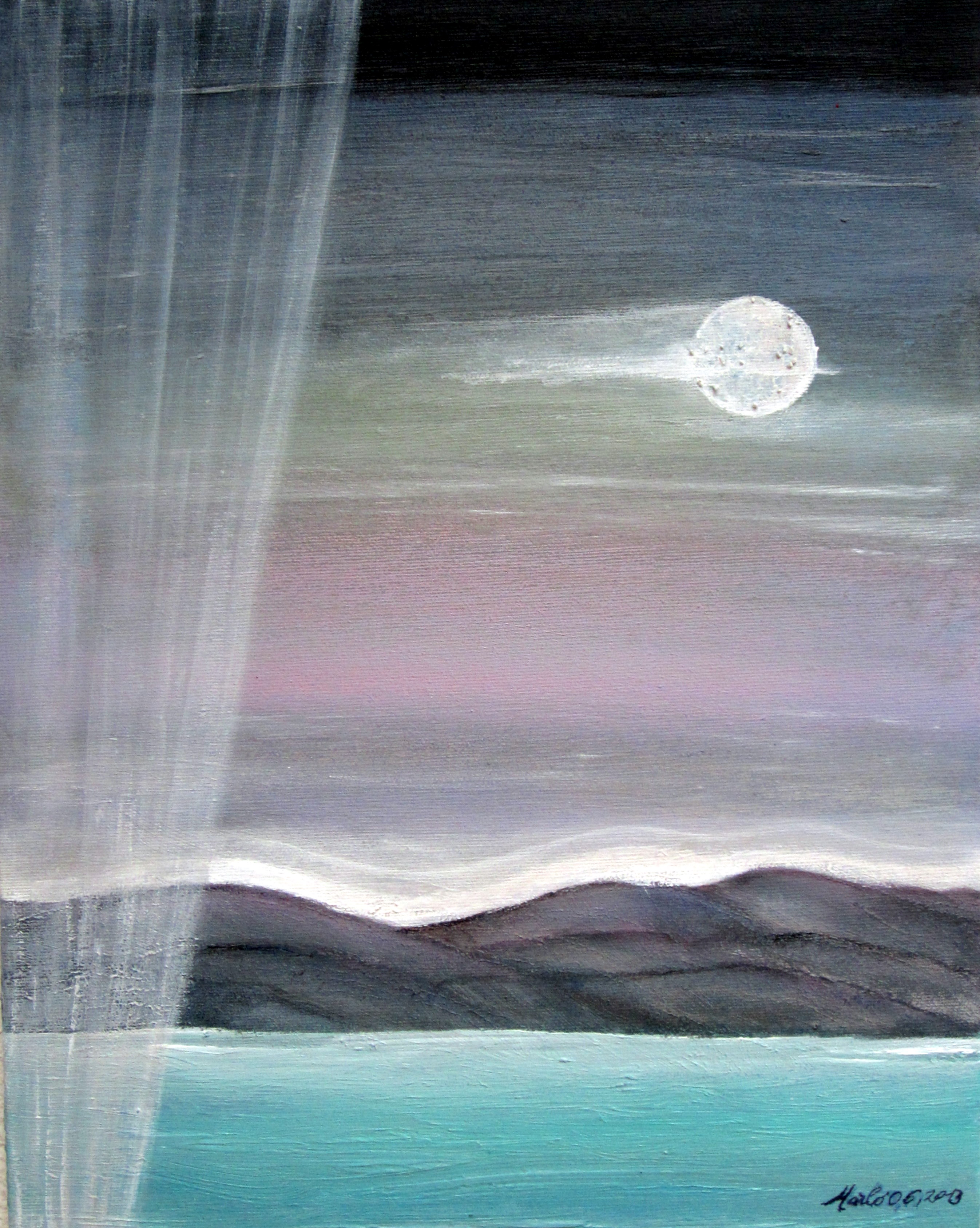 Horizons Paysage lunaire, Acrylique sur toile 45/35cm
